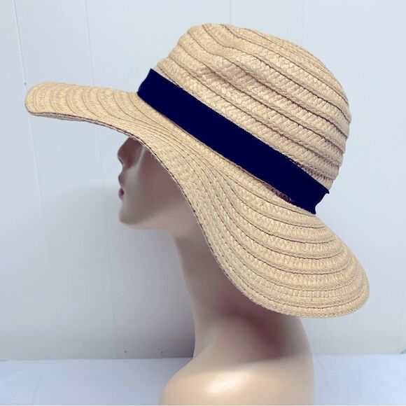 Madewell Straw Hat Tan w/ White Hatband Fitted Sz S/M 22” NWOT Gorgeous - Picture 1 of 7